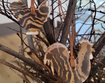 Set of 5 hand-thrown chickens or roosters