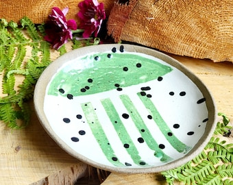 small green plate, hand-thrown