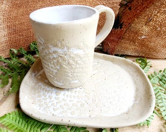 Espresso cup with saucer, hand-thrown