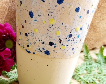 Coffee mug, harlequin, pottery
