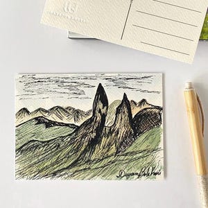 Carte postale originale de paysage peinte à la main sur acrylique