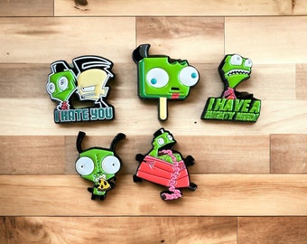 Invader Zim Enamel Pins,Invader Zim Lapel Pin,Gir Enamel Pin,Invader Zim,Gir,Cartoon Enamel Pin,Kawaii