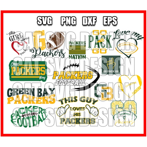 Green Bay Packerrs Football SVG PNG Bundle, svg Sports files, Svg For Cricut, Clipart, Football Cut File, Layered SVG For Cricut File