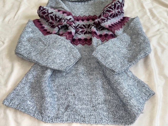 Vintage Y2K Fair Isle Turtleneck Sweater: Gray Ma… - image 3