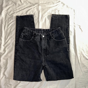Vintage 90s Bongo Distressed High Rise Straight Leg Black Cotton Jeans Grunge Indie Alternative