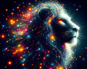 Leo Zodiac Sign Print: Celestial Lion Digital Art (Commercial Use)