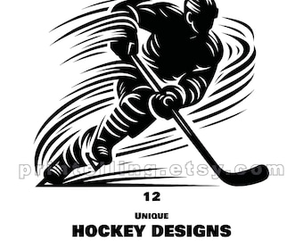 Hockey Player SVG: Action Silhouette Designs (Commercial Use)