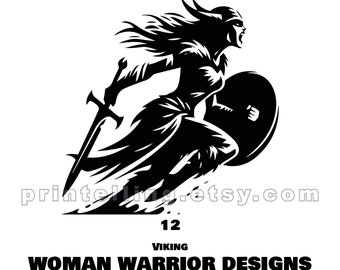 Clipart Viking femme guerrière : féroce SVG PNG DXF Bundle