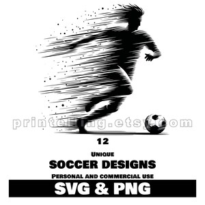 Fußball SVG & PNG Bundle | 12 einzigartige Designbilder für Sportbekleidung, Merch, Dekor und mehr | Kommerzielle Nutzung | Sofort Download