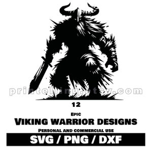 Viking Warrior Clipart Bundle: 12 Epic Designs (SVG, PNG, DXF)