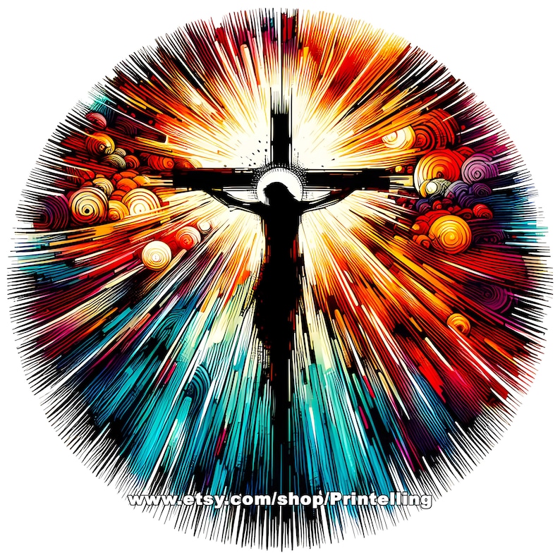 Abstract Jesus on Cross Clipart: Christian PNG Bundle (hi-res) - Etsy