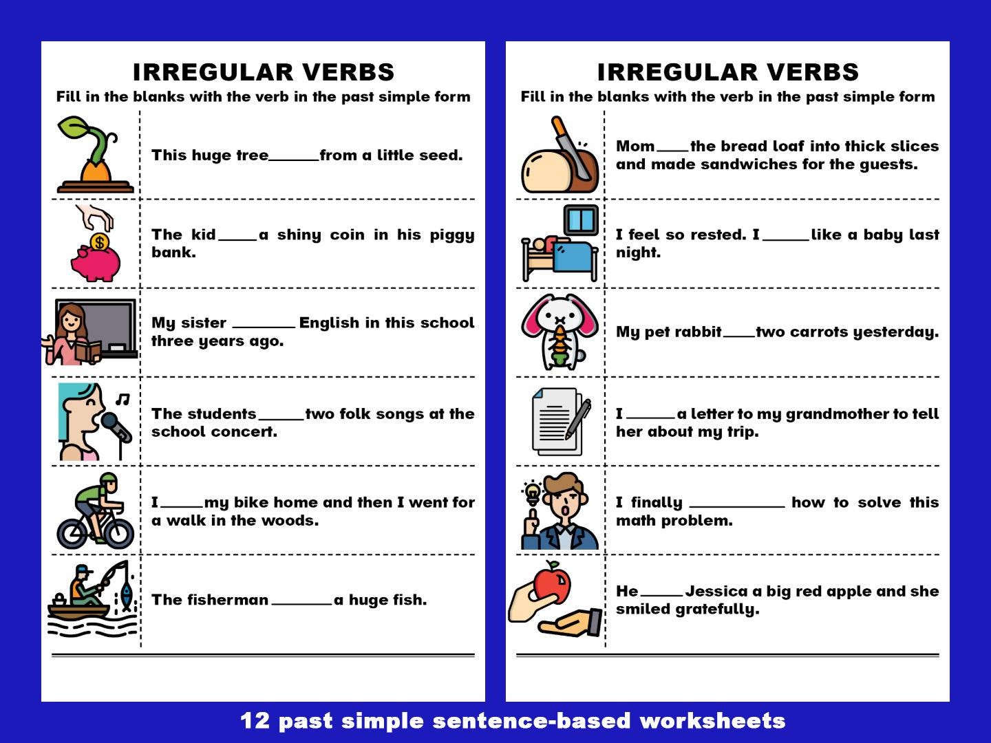 Irregular Verbs Kit: Printable Worksheets & Posters; Past Simple and ...