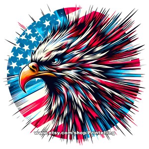 American patriotic eagle with the USA flag sublimation - png image with transparent background for  the fourth of July creative projects, shirt design and more