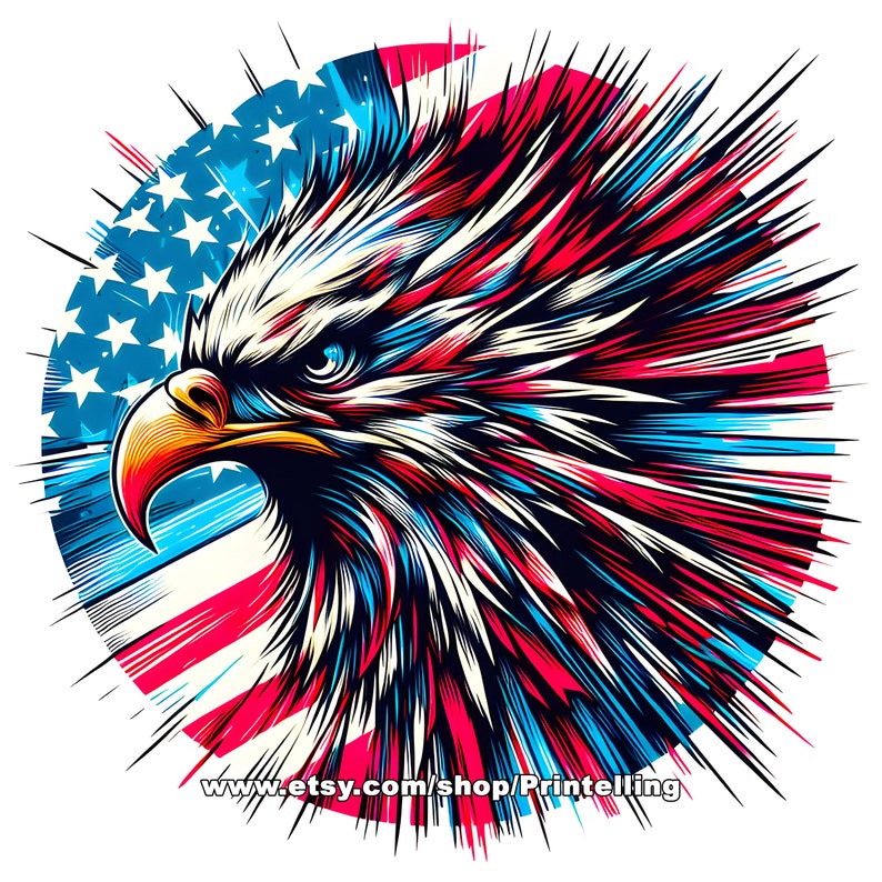 American patriotic eagle with the USA flag sublimation - png image with transparent background for  the fourth of July creative projects, shirt design and more