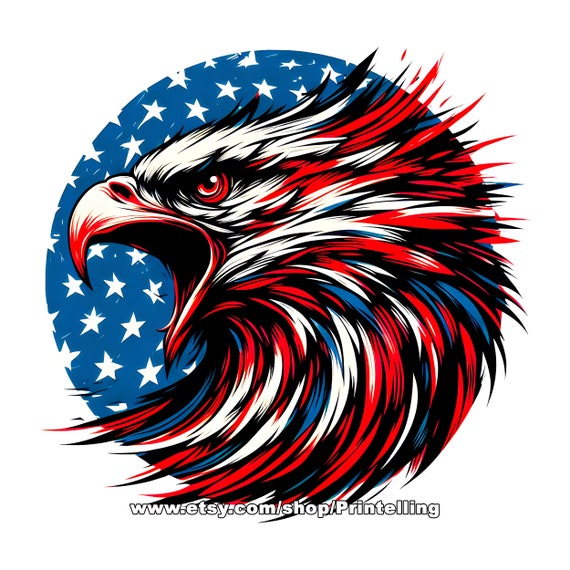 Patriotic Eagle PNG Clipart Bundle: USA Flag Design (Hi-Res)