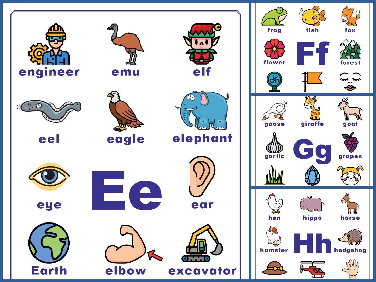Printable Alphabet Posters A–Z; Classroom Decor; ABC Vocabulary