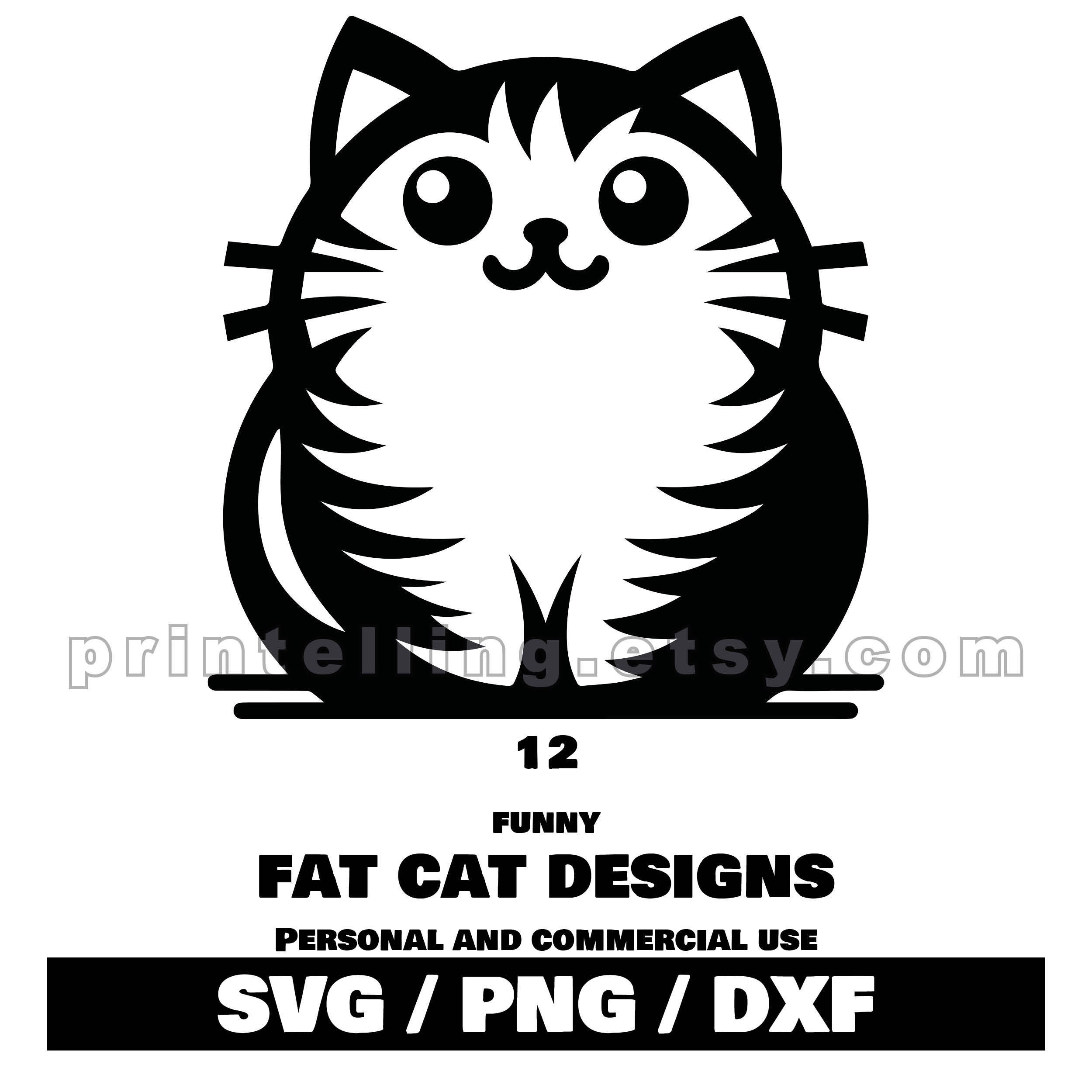 Fette katze cartoon - Etsy Österreich, image size:2500x2500