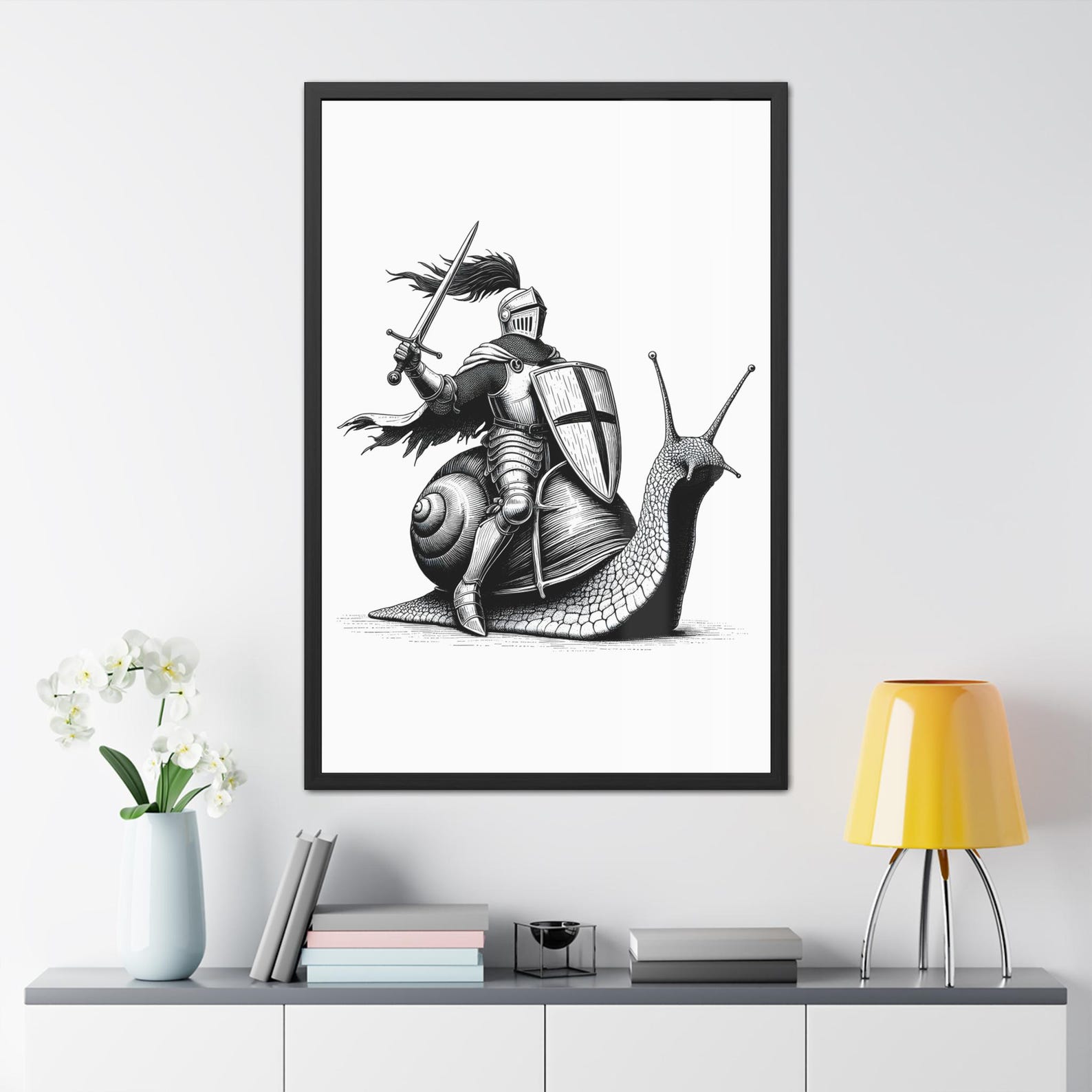 Funny Knight Riding Snail Art: Humorous Home Decor (PNG & SVG) - Etsy