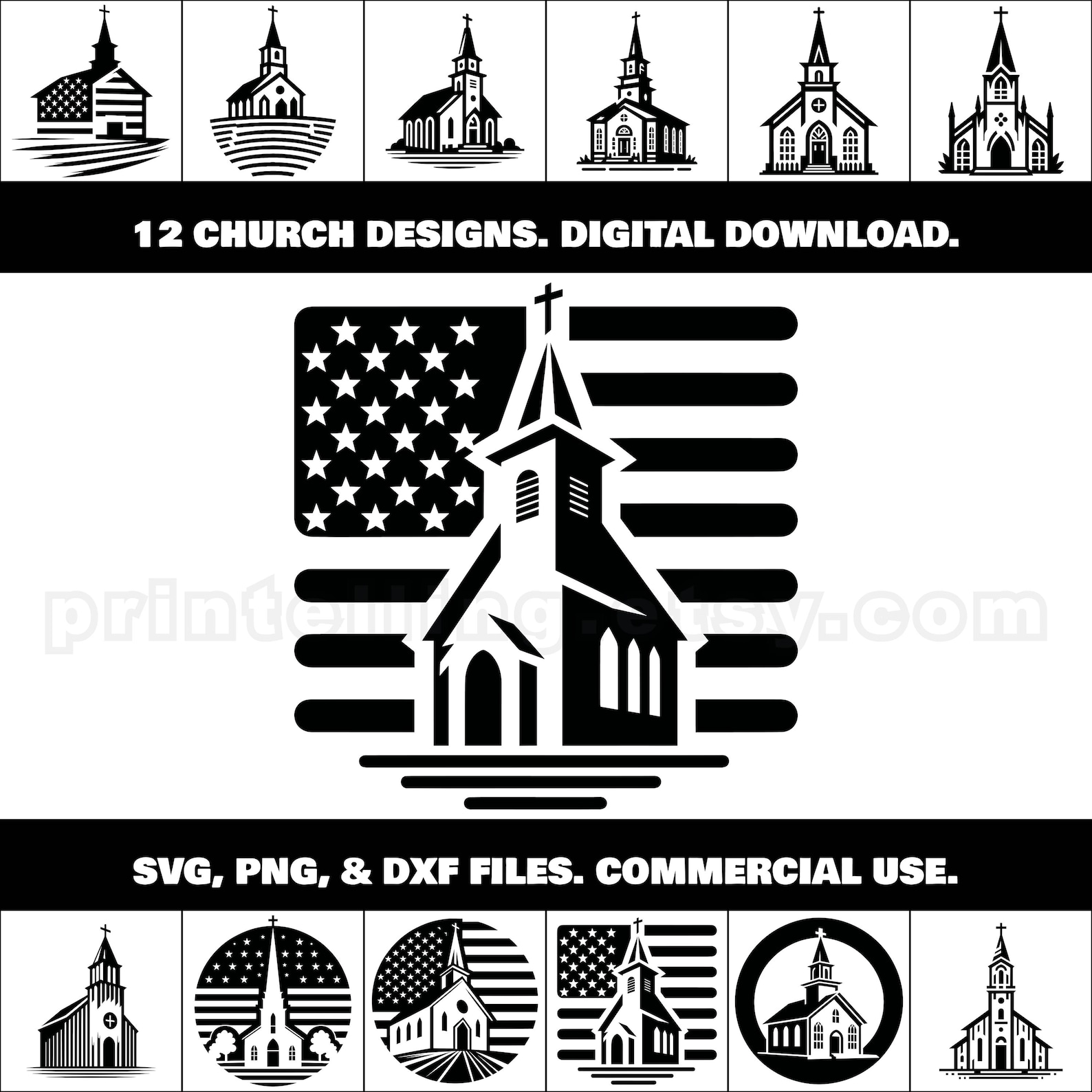 Church SVG Clipart Bundle: Patriotic Designs (digital Download) - Etsy
