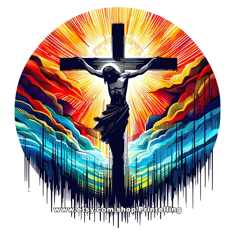 Abstract Jesus on Cross Clipart: Christian PNG Bundle (hi-res) - Etsy