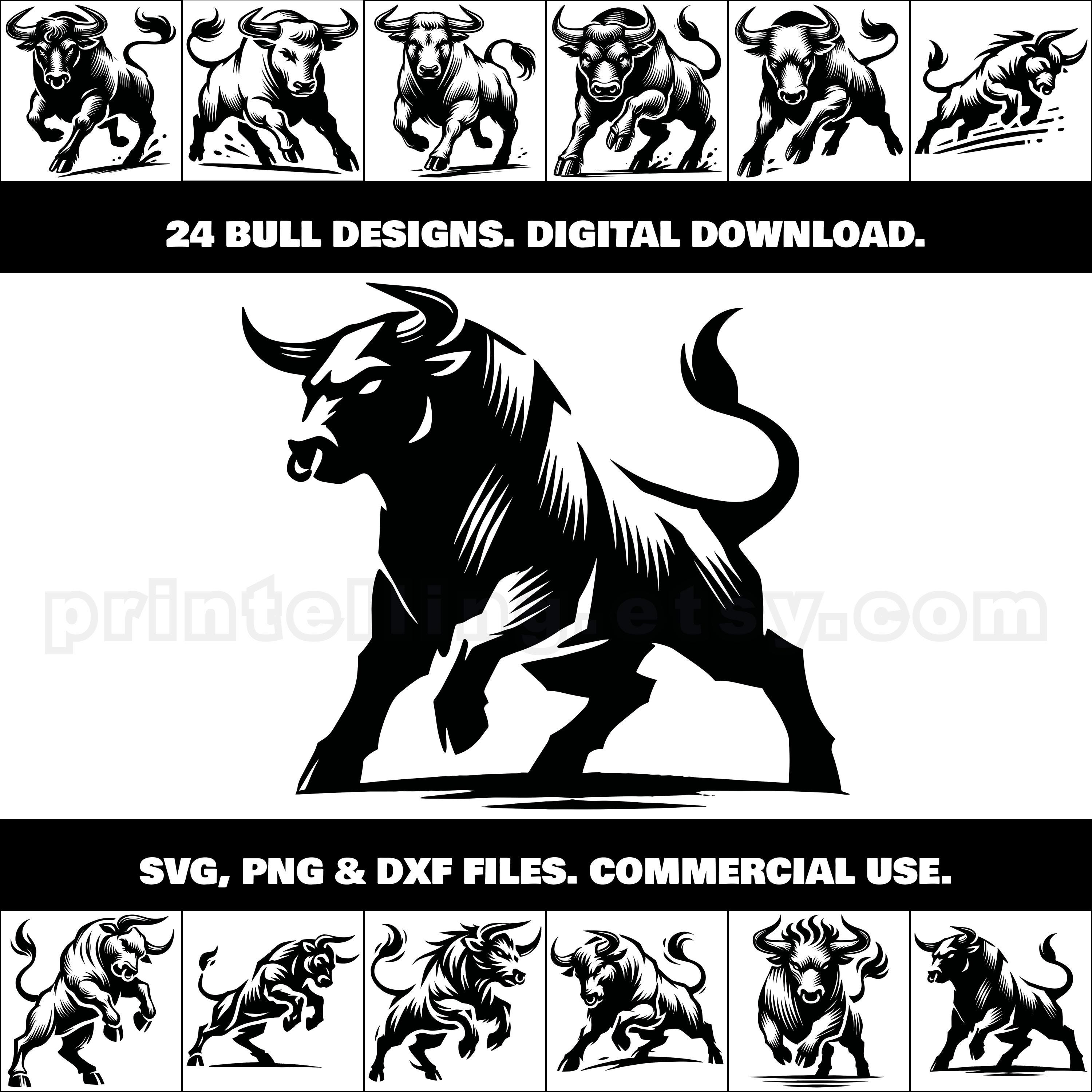 Bull Clipart Bundle: 24 Rodeo Designs, SVG PNG DXF (digital Download ...