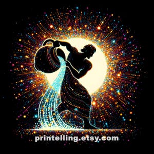 Aquarius Zodiac Print: Celestial Digital Art (Commercial Use)