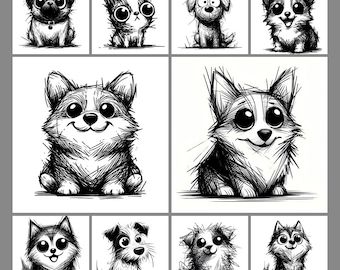 Cartoon Dog Doodle Clipart Bundle: 42 PNG & SVG Designs
