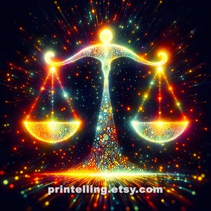 Libra Print; Zodiac Sign Digital Art to Print on Posters, Shirts and Other Astrology Merch; High-Res Celestial Digital Art, Commercial Use