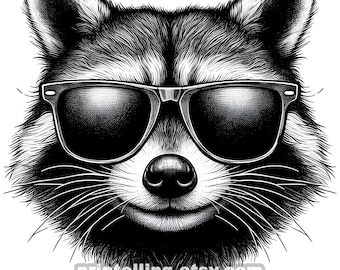 Waschbär mit Sonnenbrille PNG SVG: Trash Panda Meme Art