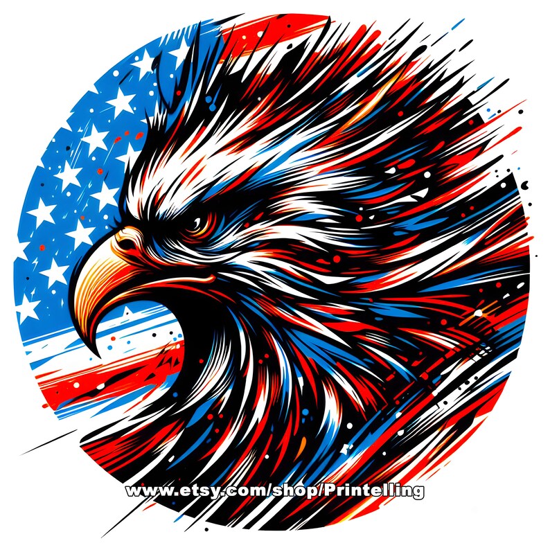 Badass American patriotic bold eagle with the USA flag png image with transparent background for  the fourth of July creative projects, shirt design and more