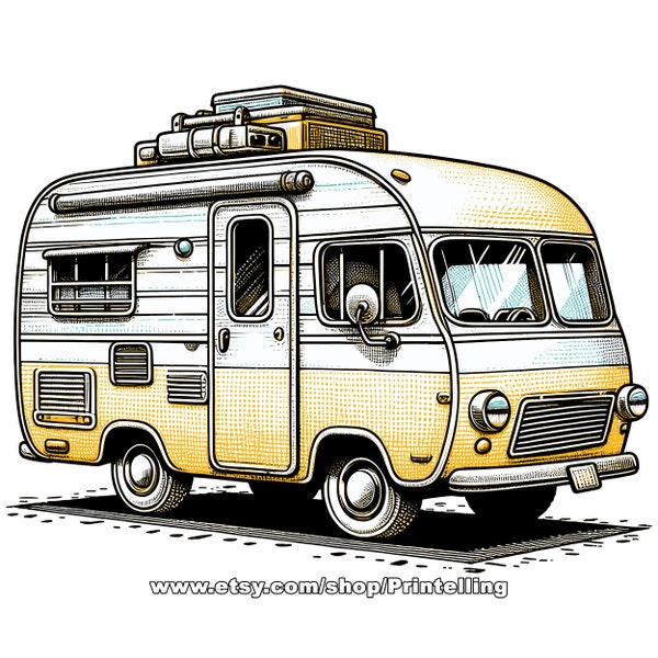 Camping SVG & PNG Bundle, 2 RV Motorhome Vector Images, Outdoor Adventure Clipart to Design Shirts, Mugs, Decor, Merch and More