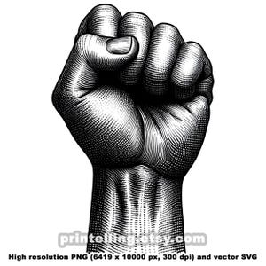 Erhöhte Faust PNG & SVG Clipart Bundle für Demonstrationen, Kundgebungen; Geballte Faust für soziale Gerechtigkeit, Rassengleichheit, und Frauenrechtlerinnen