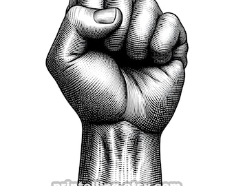 Raised Fist PNG & SVG Clipart Bundle for Protests, Rallies; Instant Download