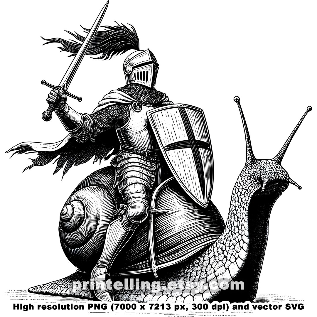 Knight Riding Snail PNG & SVG Design for Funny Shirts, Posters, Wall ...