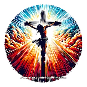 Pacchetto PNG di Gesù sulla croce, 5 clipart con sfondo trasparente ad alta risoluzione per progettare decorazioni, adesivi, materiali stampabili e altri prodotti a tema cristiano