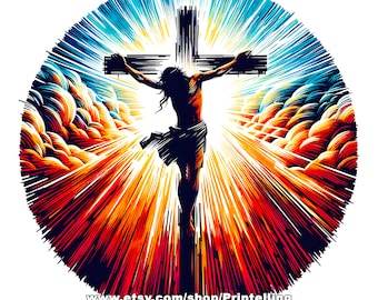 Abstract Jesus on Cross Clipart: Christian PNG Bundle (Hi-Res)