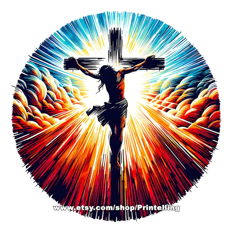 Abstract Jesus on Cross Clipart: Christian PNG Bundle (hi-res) - Etsy