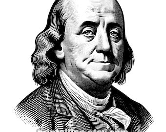 Conjunto de retratos de Benjamin Franklin: PNG SVG estilo vintage (descarga digital)