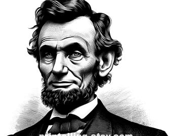 Abraham Lincoln Portrait Bundle: Vintage-Stil PNG & SVG (Digitaler Download)