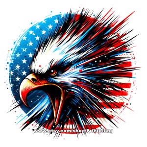 American patriotic bold eagle png image with transparent background for  the fourth of July creative projects, shirt design and more