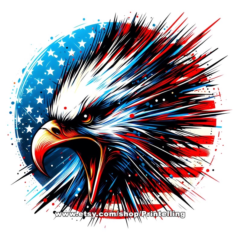 American patriotic bold eagle png image with transparent background for  the fourth of July creative projects, shirt design and more