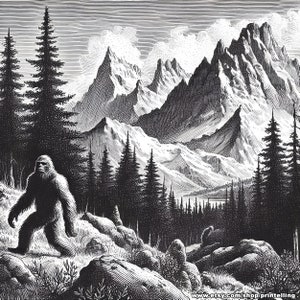 Bigfoot Wall Art, Sasquatch Canvas Print - Beautifully Creepy Art, Vintage Style Decor