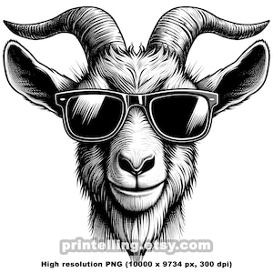Geit met zonnebril PNG- en SVG-afbeeldingen om T-shirts te ontwerpen, kunst aan de muur, decor, beste meme-merchandise aller tijden, stickers, lasergravures