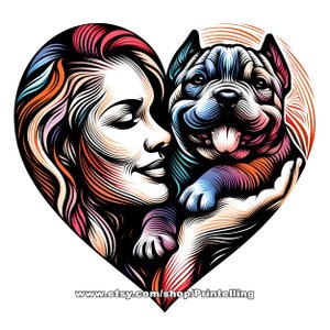 American Bully Mom SVG, PNG - Instant Digitale Download - Dog Valentine