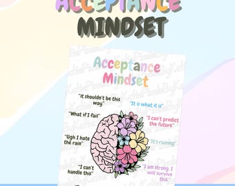 Radical Acceptance Mindset Poster, Therapy Office Decor, Calming Down Corner, School Resources, Psychology Gift, Mental Health Awareness