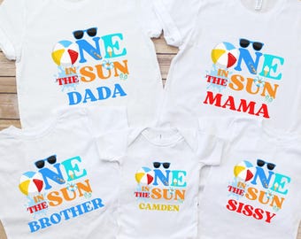 One In The Sun Pool Party Theme Matching Family Birthday Shirts | 1st Birthday Outfit for Baby Girl or Boy | Summer Swimming Pool Birthday