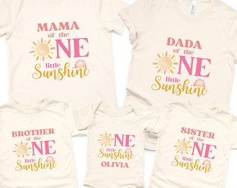 Sunshine Family Matching First Birthday Shirt | Girl's Sun And Rainbow 1st Birthday Outfit | First Trip Around the Sun Tee