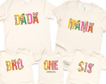 Tropische verjaardag bijpassende familieshirts: Luau elke leeftijd verjaardag bloemen meisjes damesoutfit