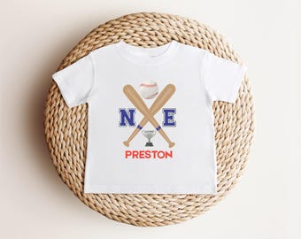 Camiseta personalizada de béisbol para el primer cumpleaños / Camiseta de béisbol para el primer cumpleaños / Conjunto de béisbol con nombre personalizado / Fiesta de cumpleaños deportiva