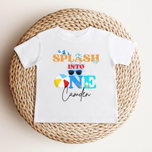 Personalized Splash Into One Pool Party Theme Birthday Boy Shirt | 1st Birthday Outfit | Summer Splish Splash Swimming Pool Birthday